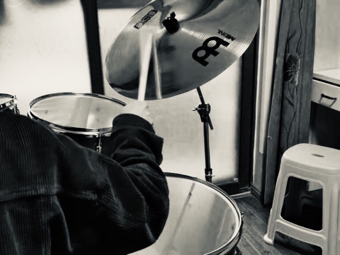 At the drums